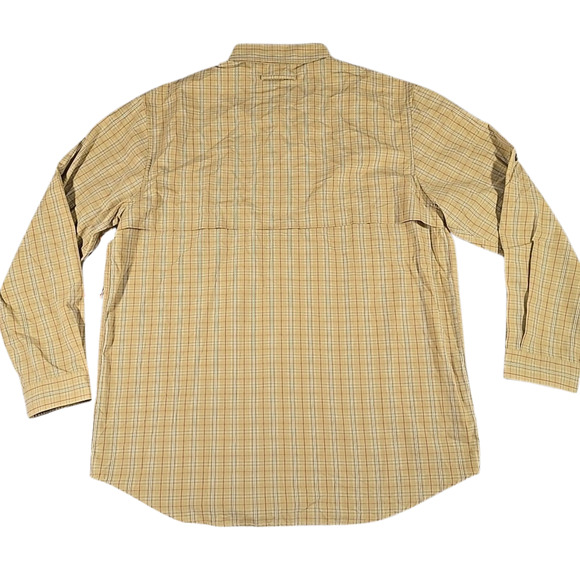 Ruff Hewn Men's Shirt Large Long Sleeve Tan Plaid Button Up Lightweight - Picture 6 of 11